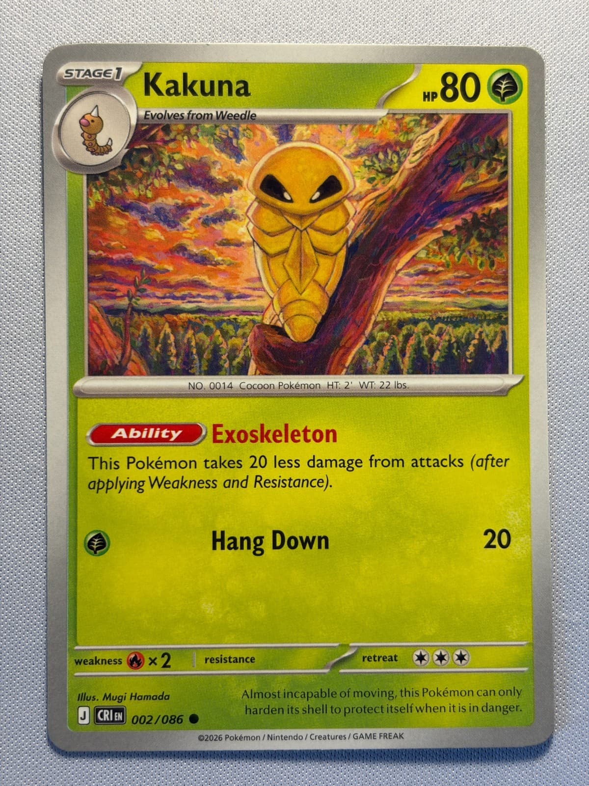 2026 POKEMON KAKUNA ME04: CHAOS RISING 002/086 COMMON NEAR MINT!!