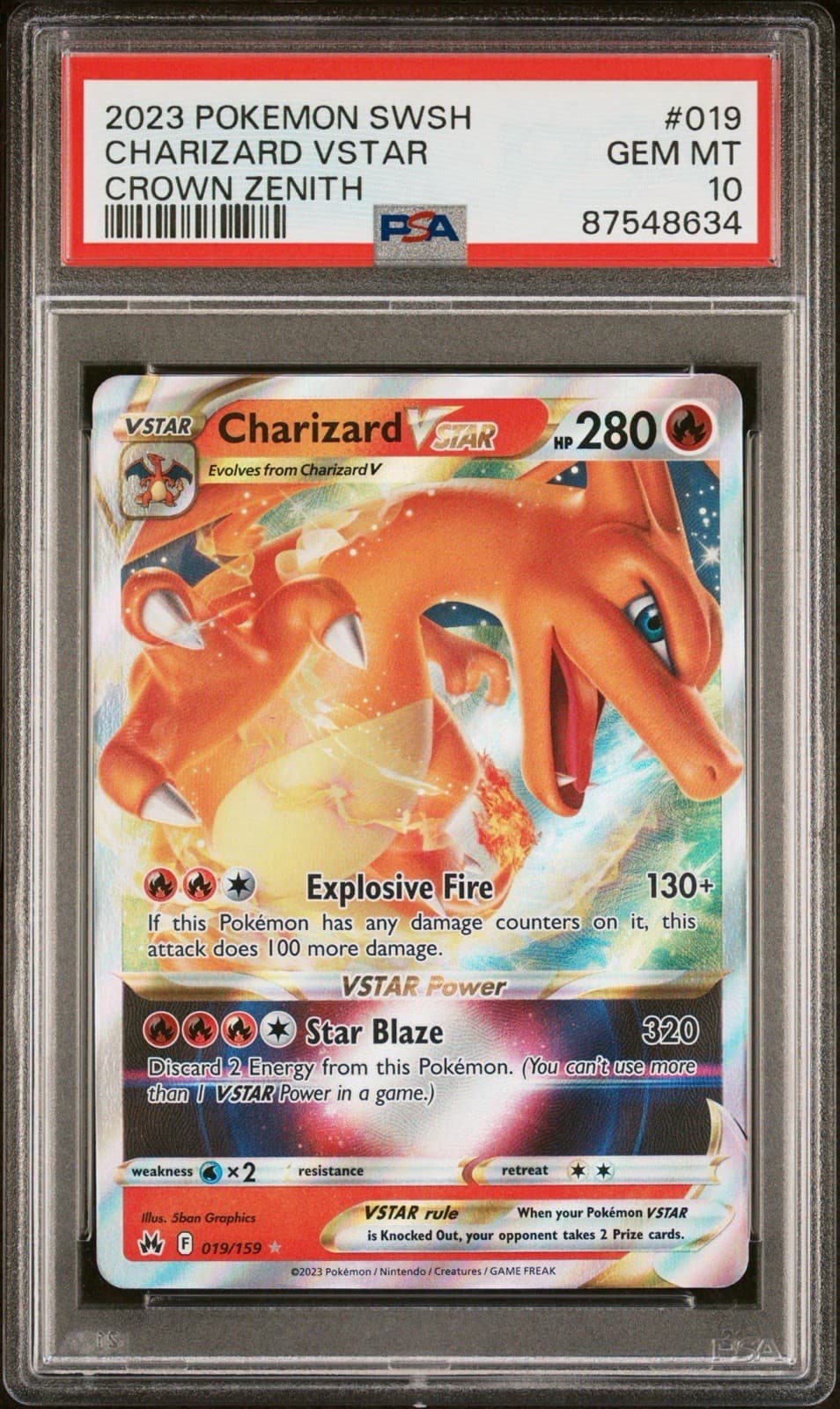 2023 POKEMON SWORD & SHIELD CROWN ZENITH #019 CHARIZARD VSTAR PSA 10