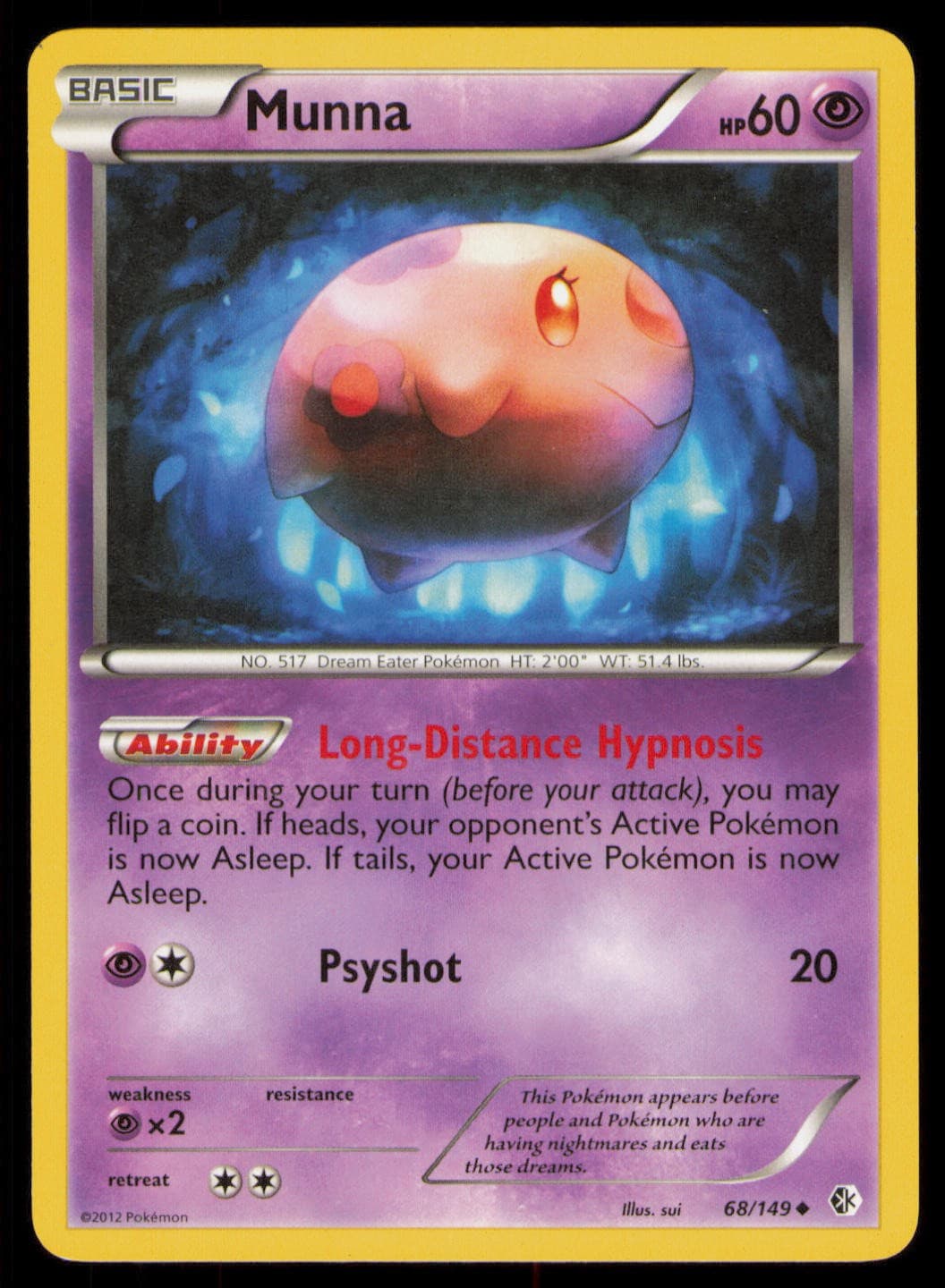 Munna 68/149 Uncommon Boundaries Crossed Pokemon Near Mint