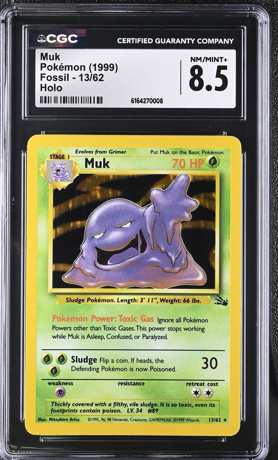 Pokemon TCG [CGC 8.5] Muk 13/62 Fossil EN Holo Rare 1999