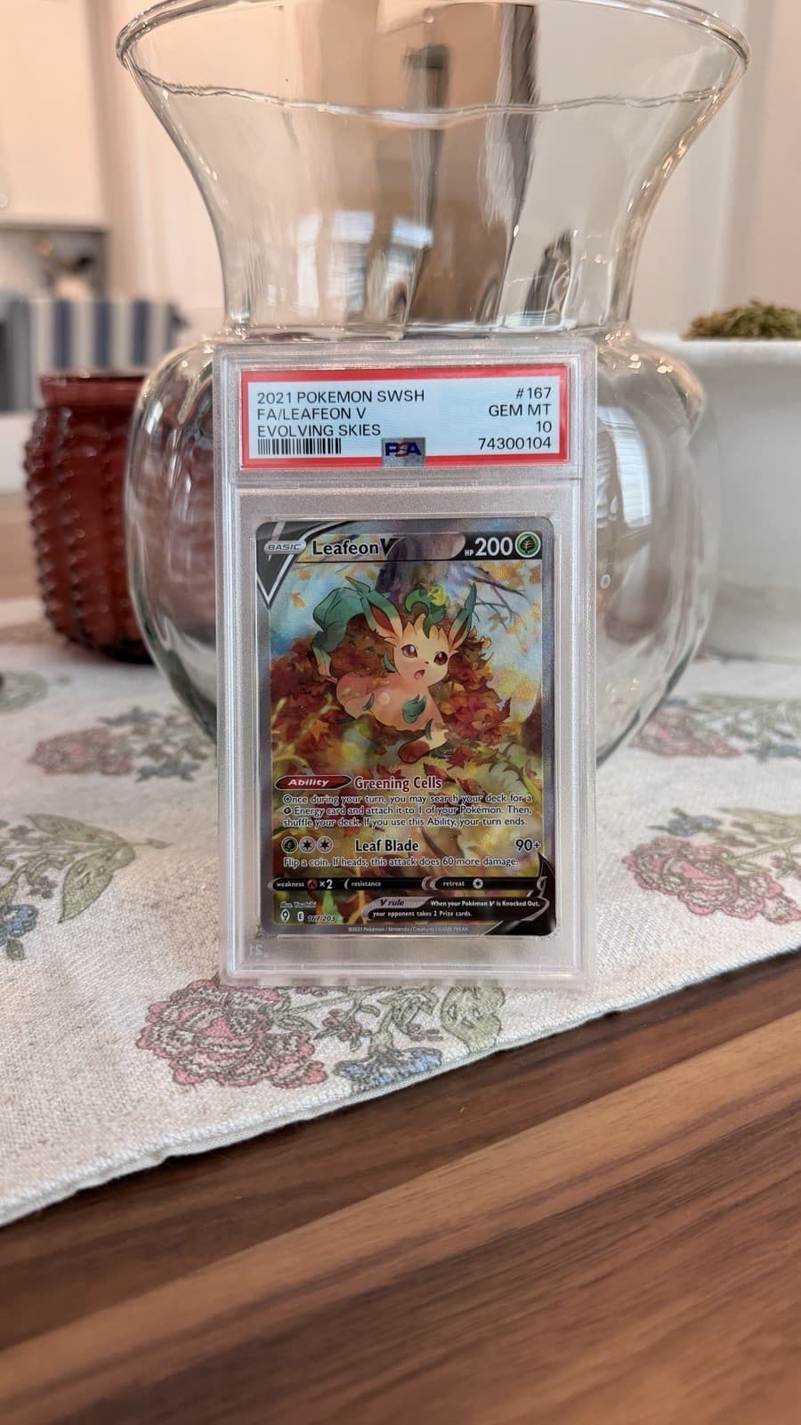 2021 POKEMON SWORD & SHIELD EVOLVING SKIES #167 FULL ART/LEAFEON V PSA 10