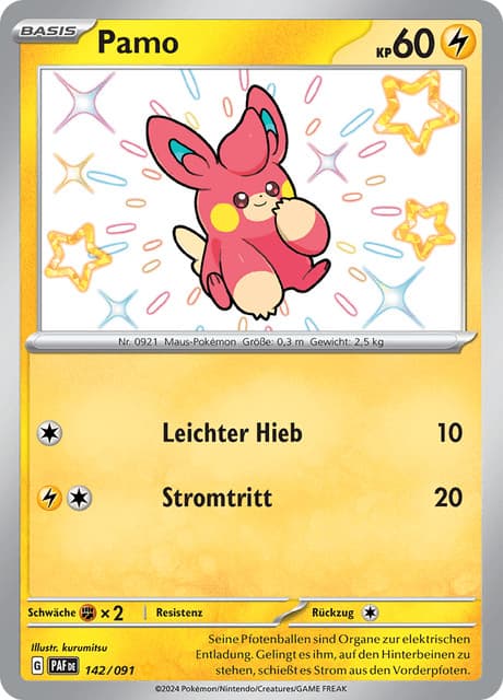 ✨ Pokémon Pamo | Deutsch 🇩🇪 | PAF 142/091 Paldeas Schicksale | NM ✨