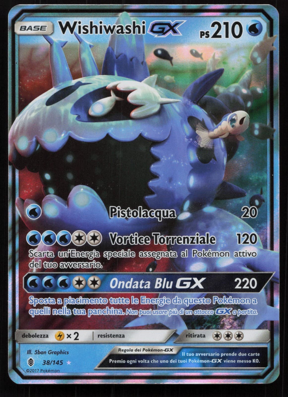 POKEMON TCG WISHIWASHI-GX 38/145 EX / LP GUARDIANI NASCENTI HOLO ITALIAN 2017