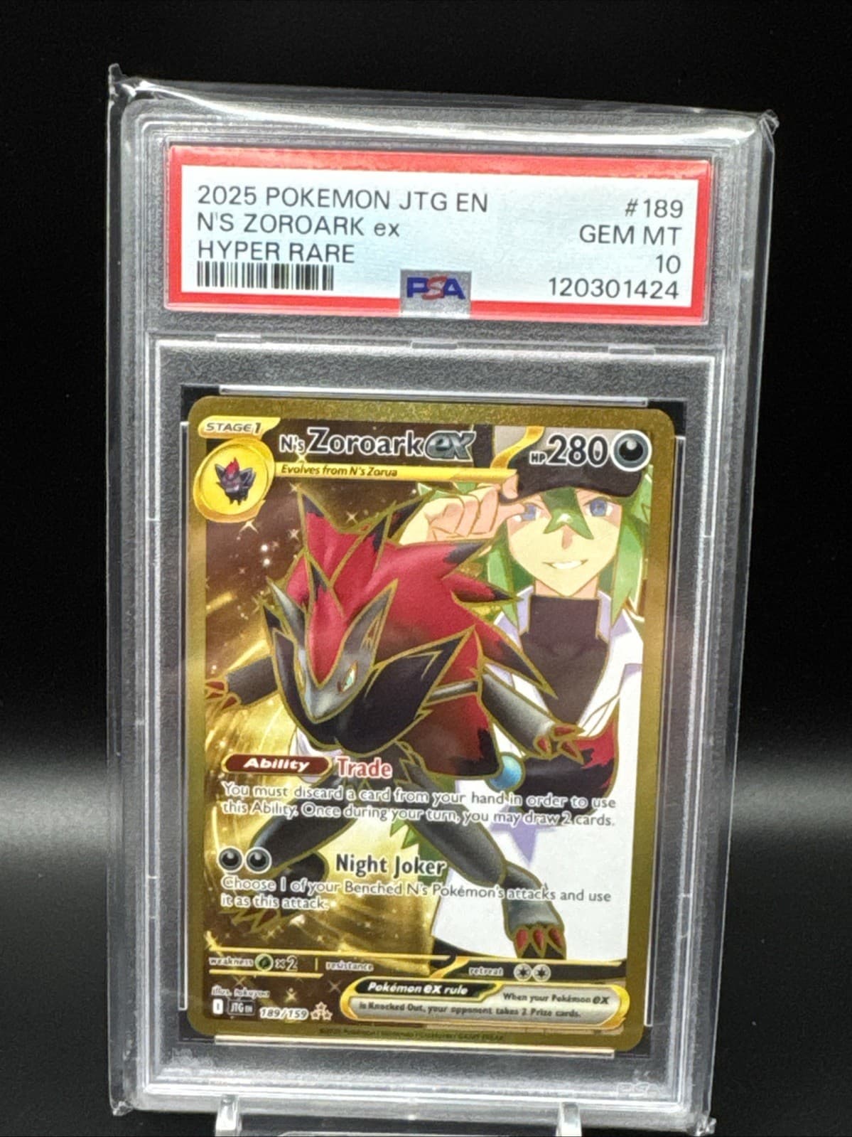 PSA 10 N's Zoroark ex 189/159 SV09 Journey Together Hyper Rare Holo