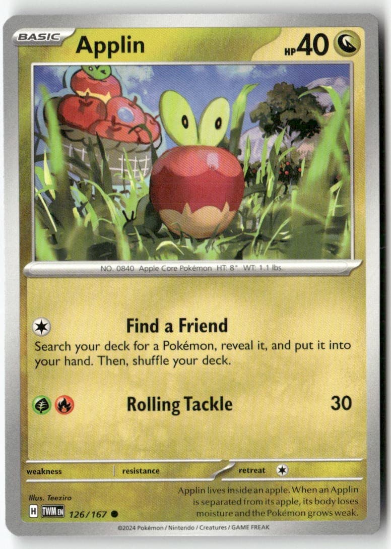 Applin 126/167 Common Twilight Masquerade Pokemon Lightly Played