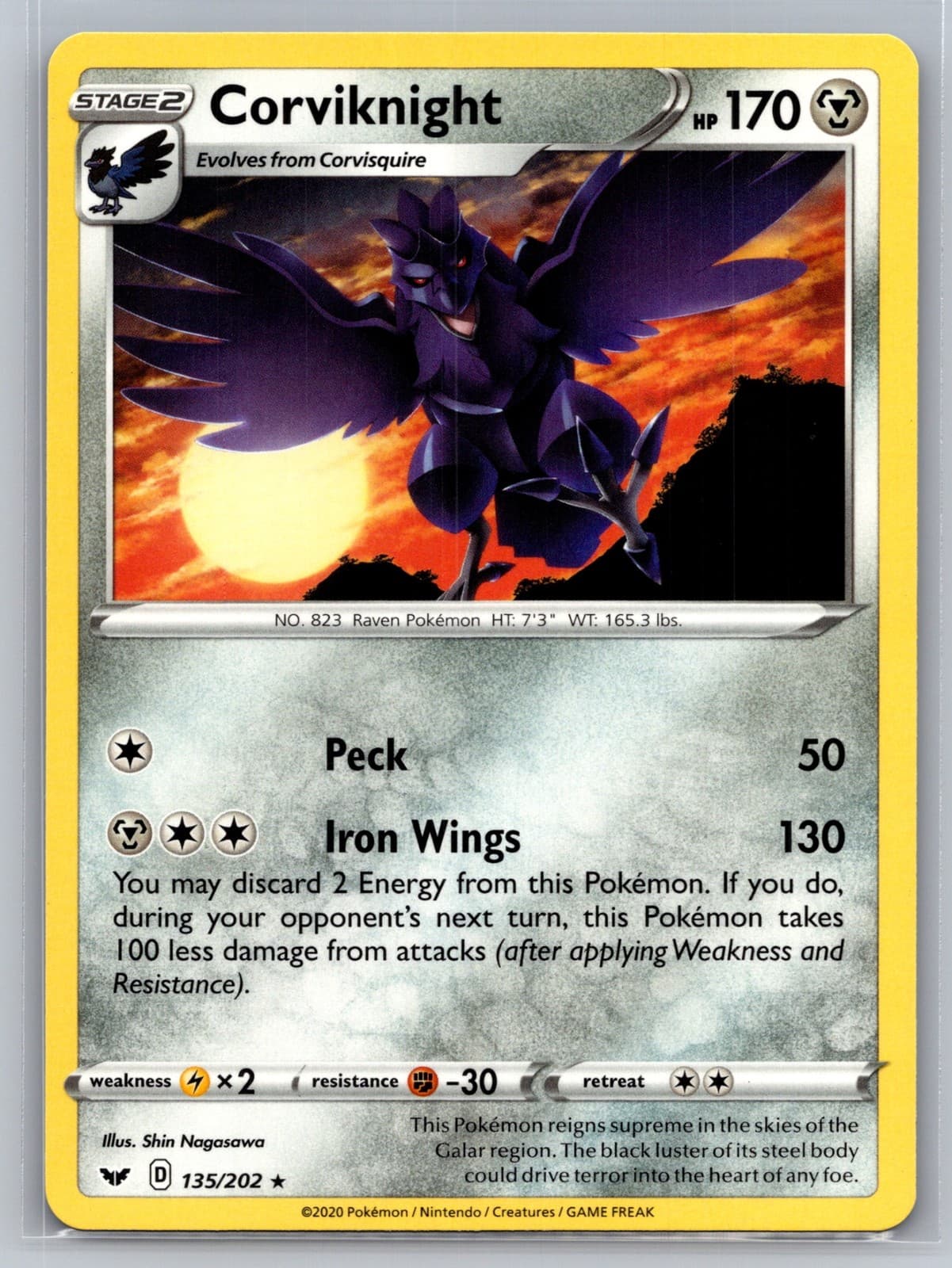 Corviknight 135/202 - SWSH01: Sword & Shield Base Set - Pokémon TCG - NM