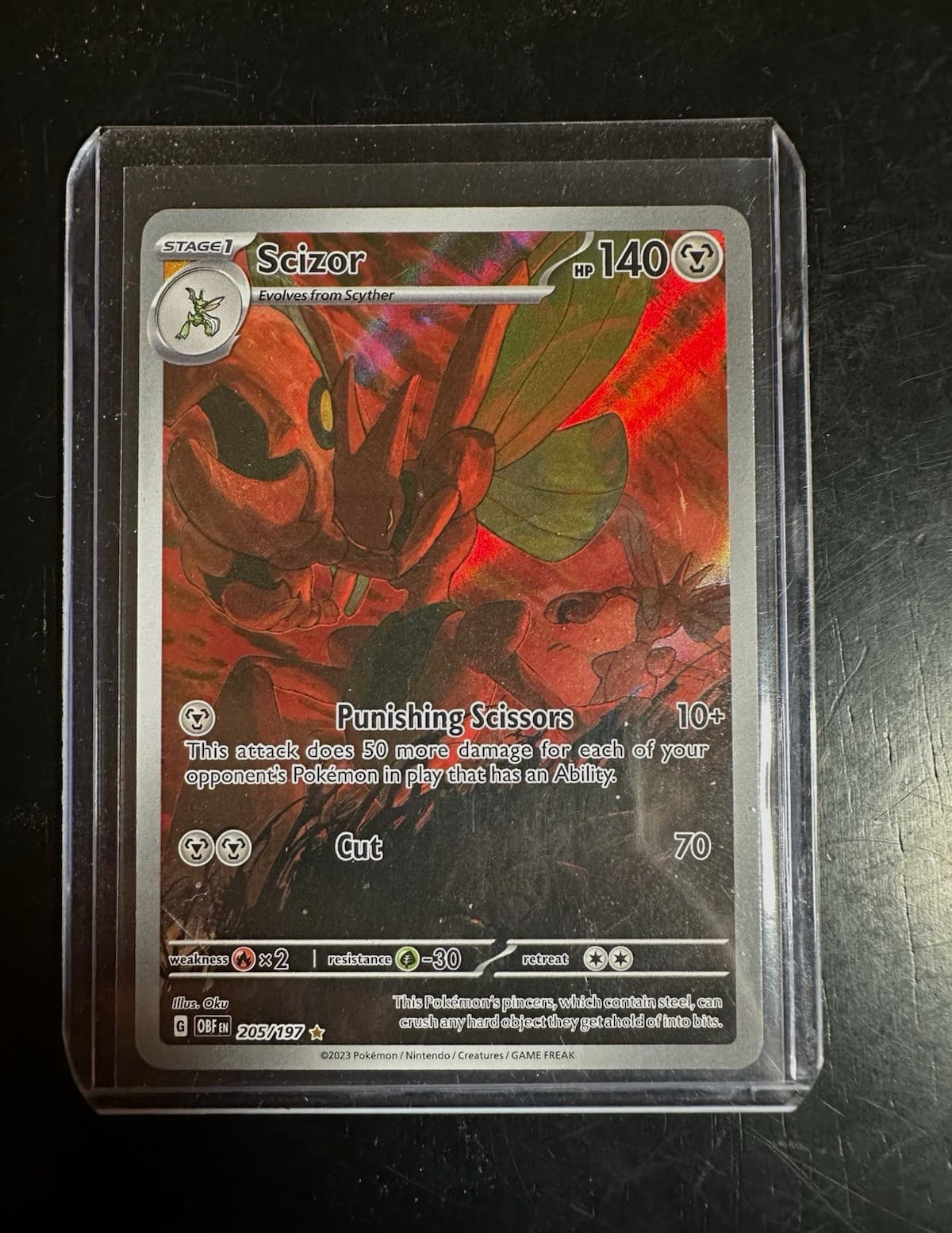 Pokemon TCG Scizor #205/197 SV03 Obsidian Flames Illus Rare Holo EN