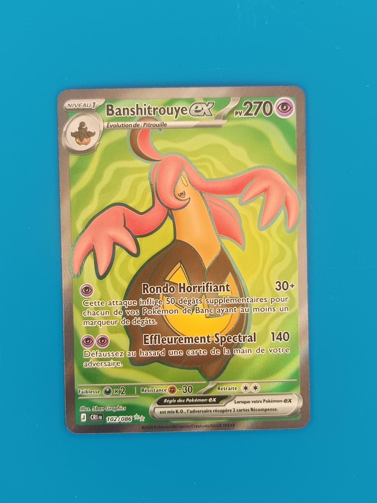 Banshitrouye EX 102/086 🇫🇷 Carte Pokémon ME04 Chaos Ascendant ME4 FA Full Art