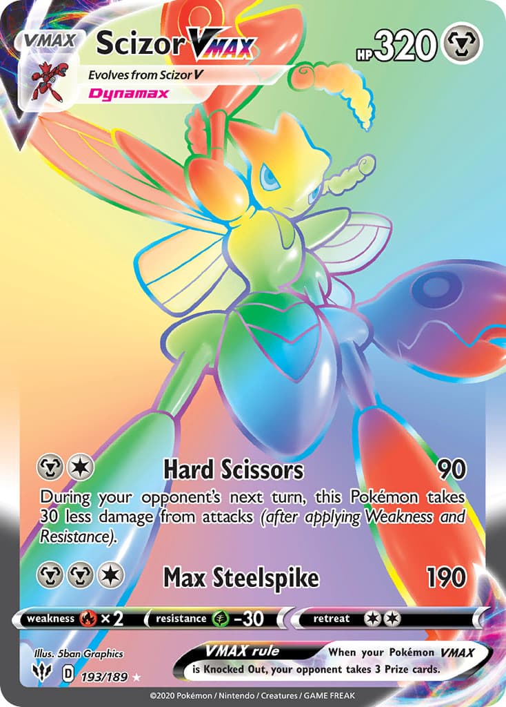 Scizor VMAX 193/189 Rainbow Rare Darkness Ablaze Pokemon Holo Near Mint