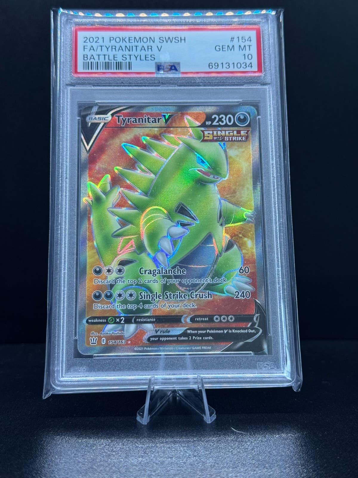 2021 Pokemon Battle Styles Tyranitar V #154 Full Art PSA 10 GEM MINT