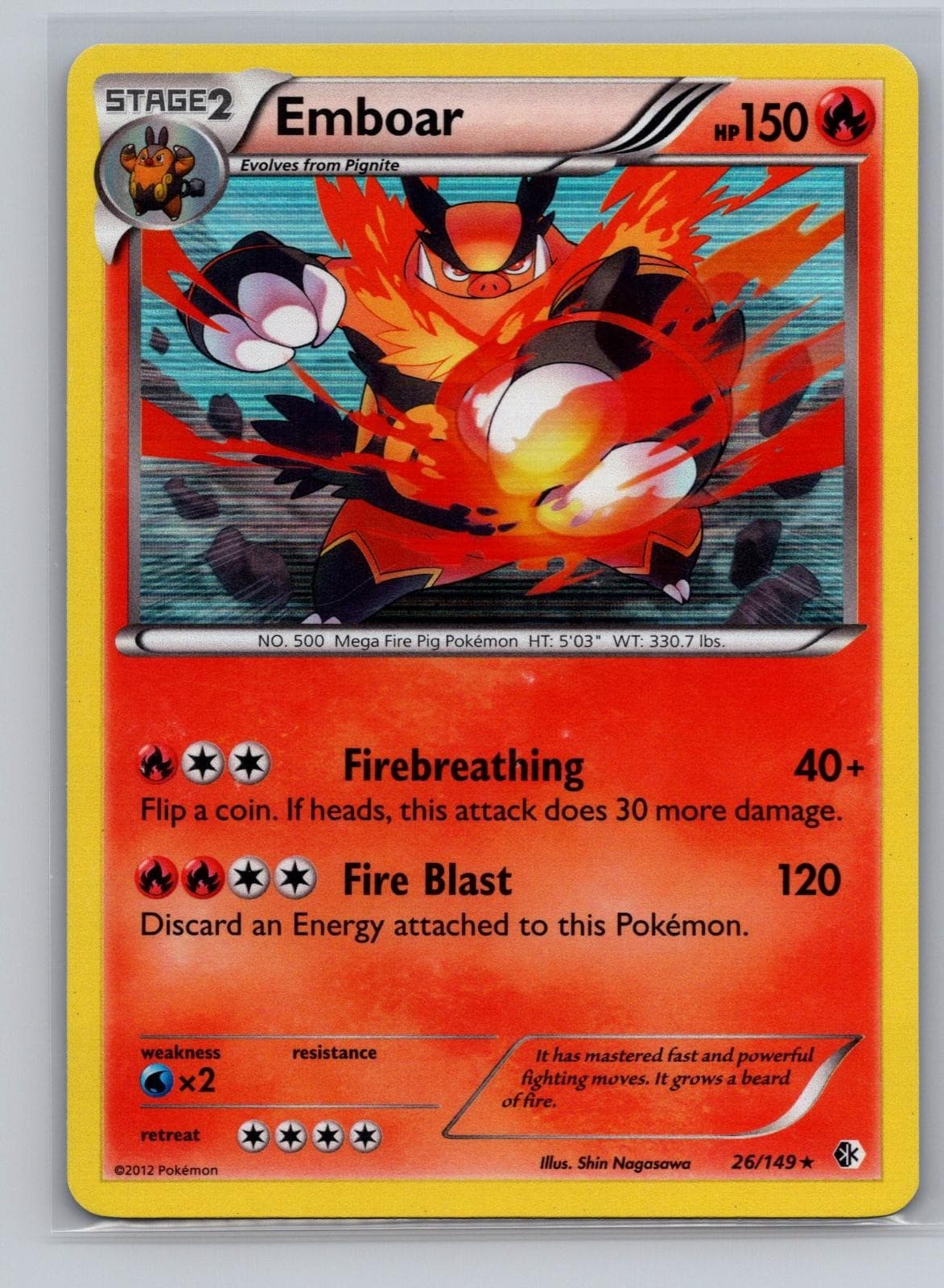 Emboar 26/149 Holo Rare Boundaries Crossed Pokemon Near Mint