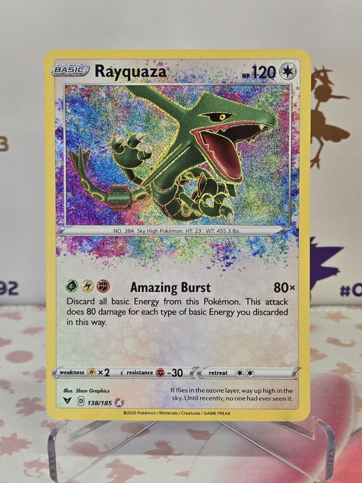 Pokémon TCG Rayquaza 138/185 Swsh04: Vivid Voltage Amazing Rare Holo