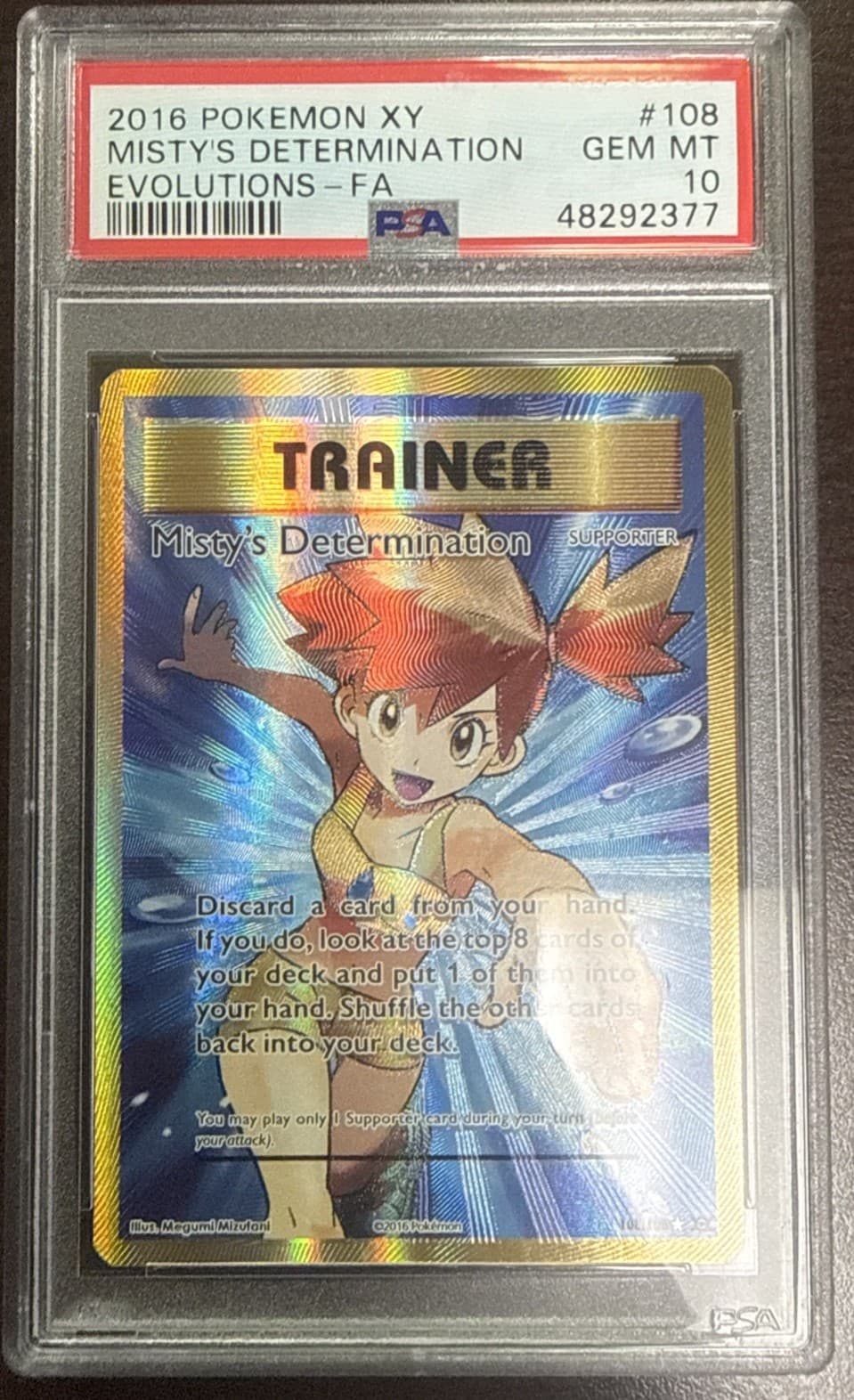 2016 POKEMON XY EVOLUTIONS #108 FULL ART/MISTY'S DETERMINATION PSA 10