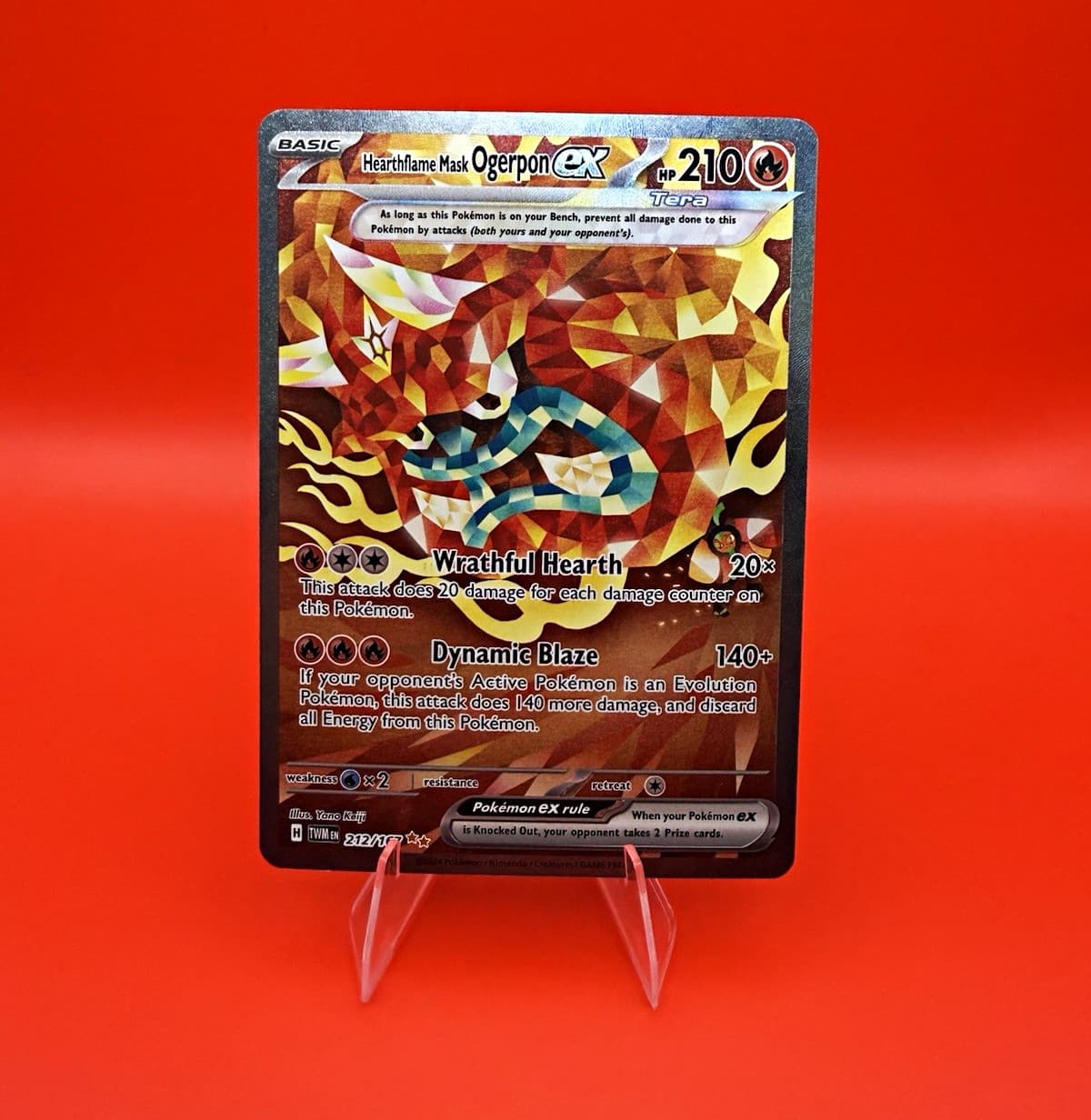 Pokemon Hearthflame Mask Ogerpon ex 212/167 Twilight Masquerade SIR Holo NM
