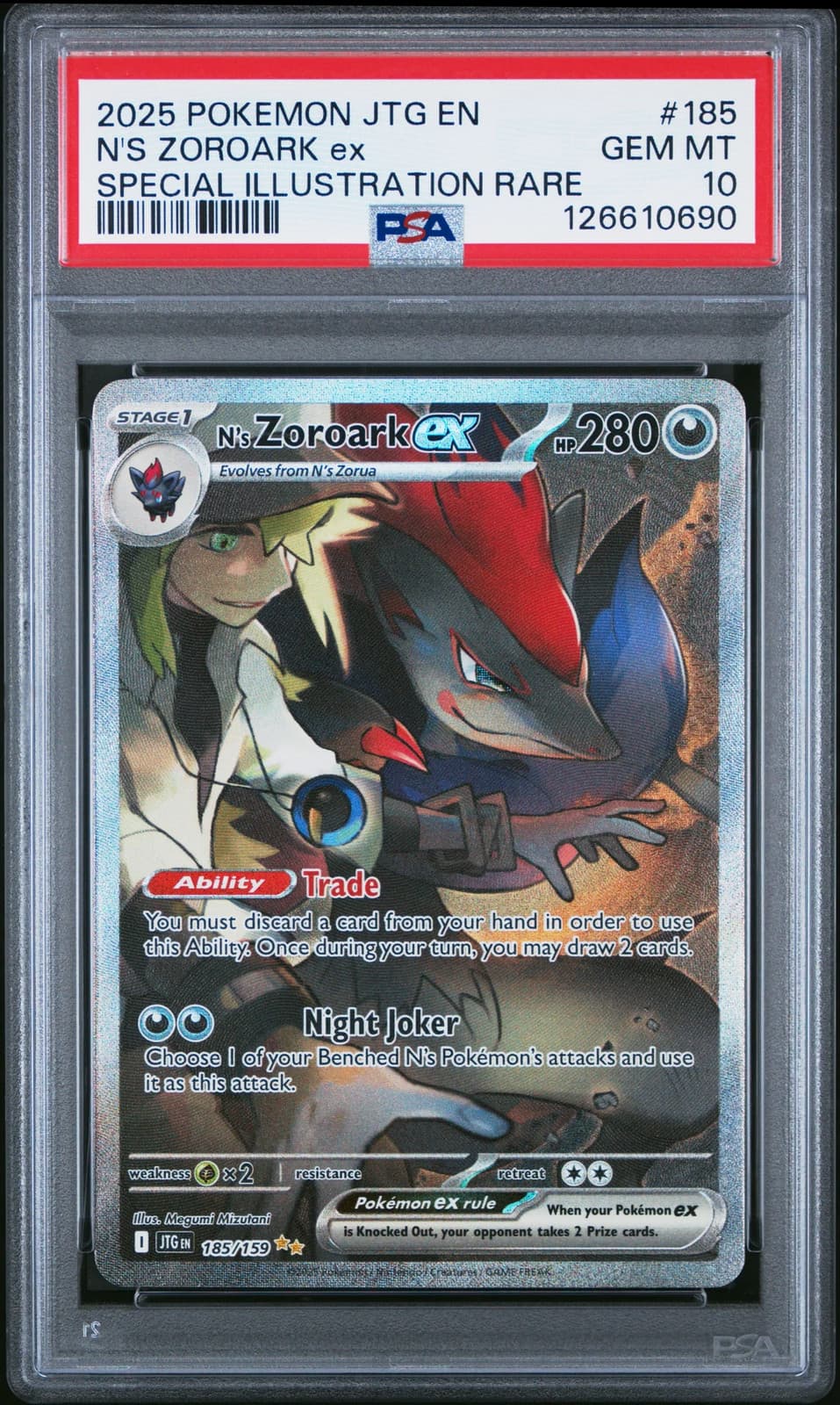 N's Zoroark ex 185/159 Journey Together Special Illustration Rare PSA 10