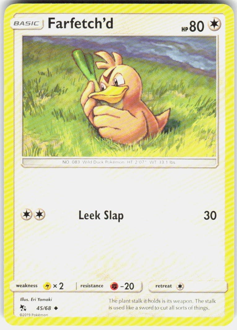 Farfetch'd Uncommon 45/68 Hidden Fates Pokemon Lightly Played