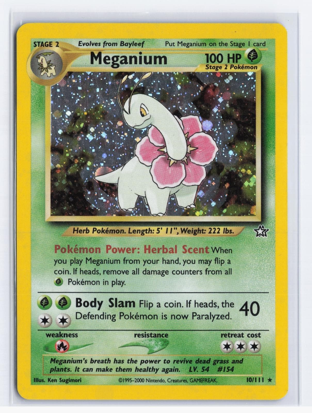 Meganium 10/111 Rare Neo Genesis Pokemon Unlimited Holo Lightly Played