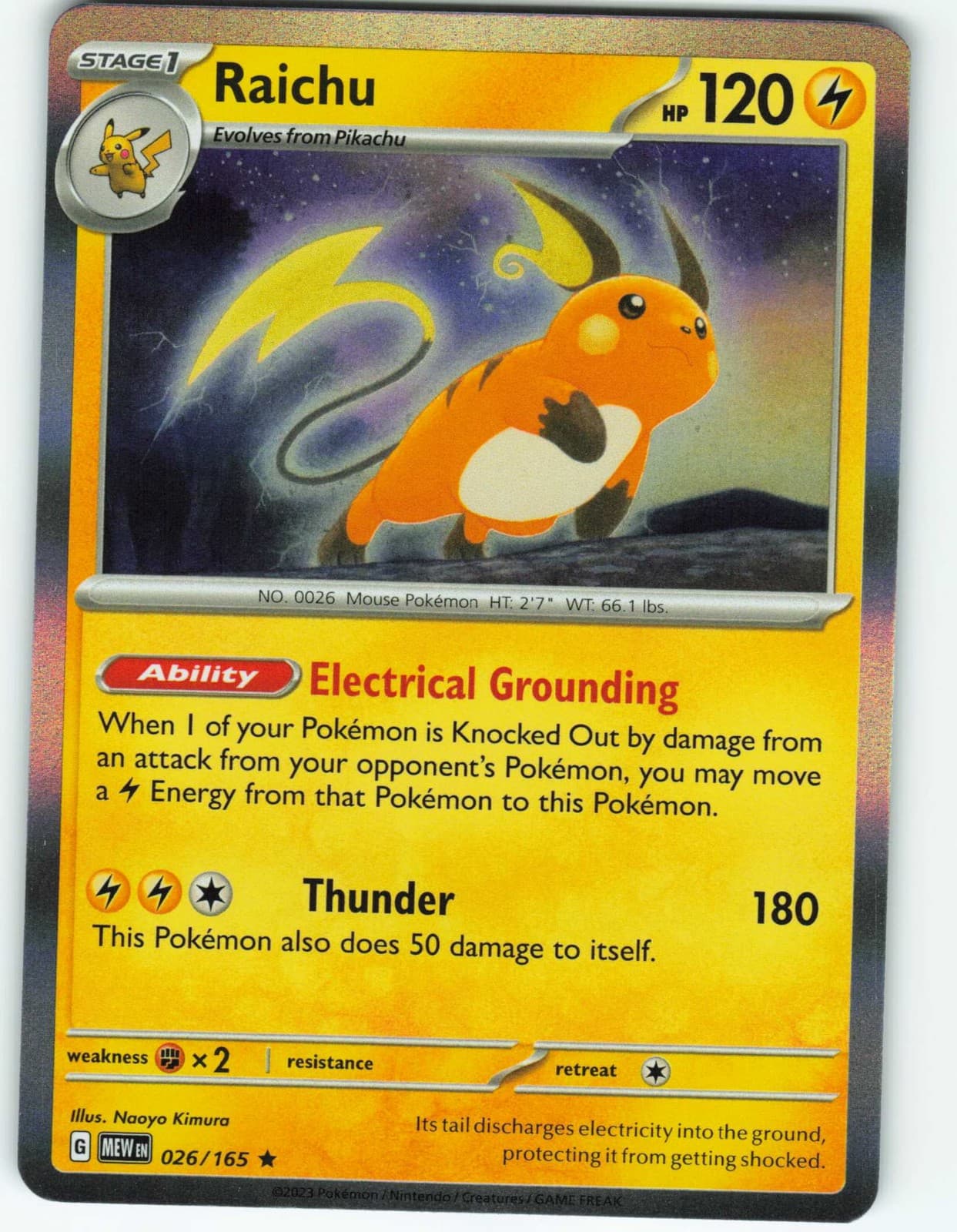 Raichu - Holo - 26/165 Scarlet & Violet 151 - Pokémon TCG - 2023