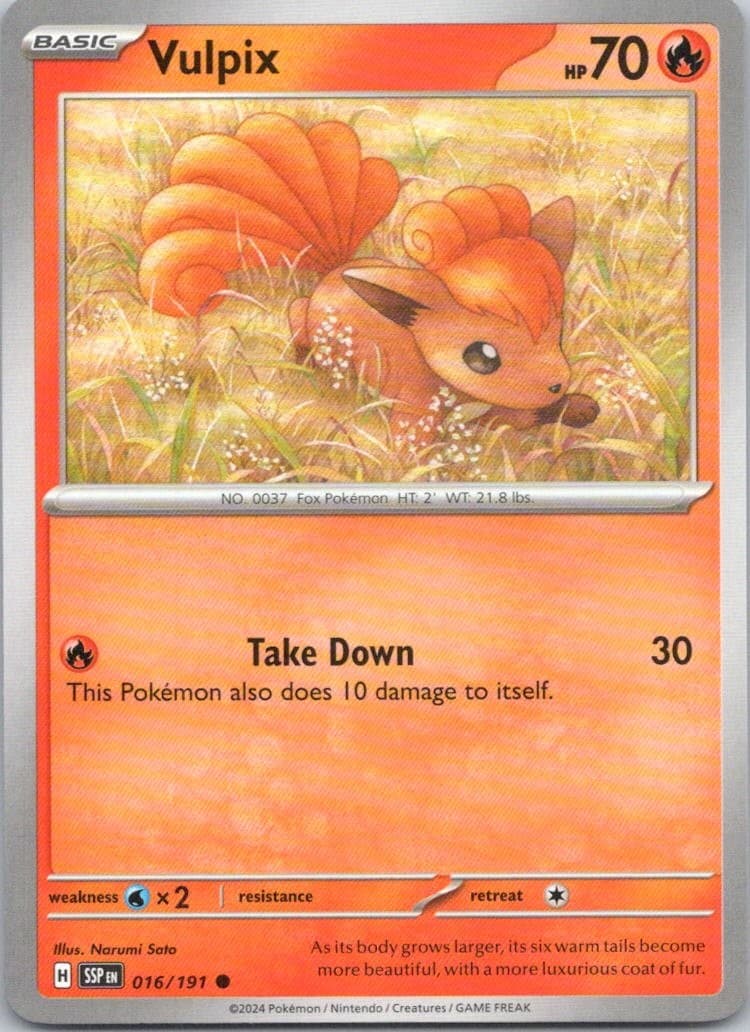 Vulpix #16/191 (LP) SV08: Surging Sparks SSP Pokemon