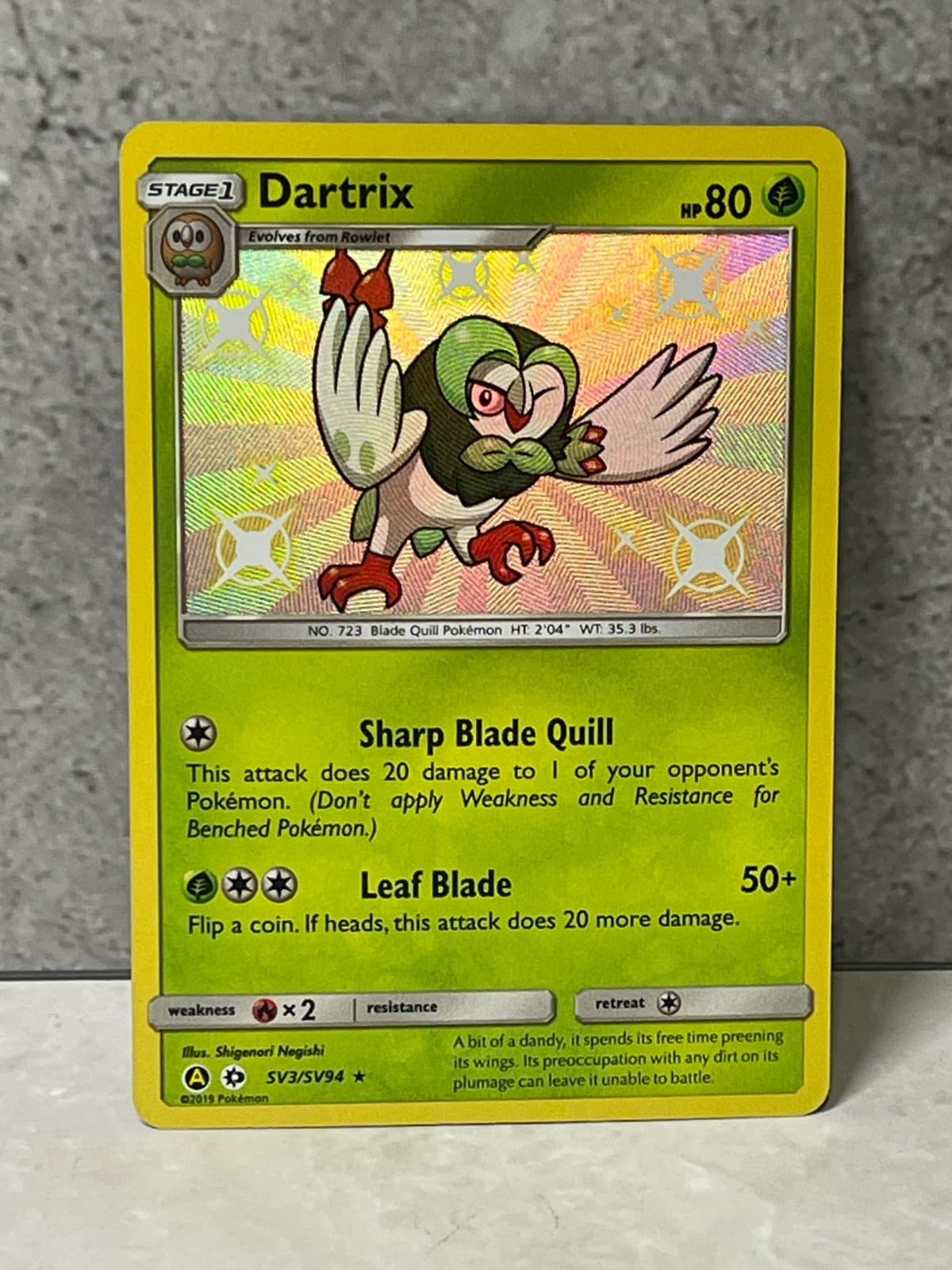 Pokemon Hidden Fates Shiny Vault HOLO Dartrix sv3/sv94 (invC)