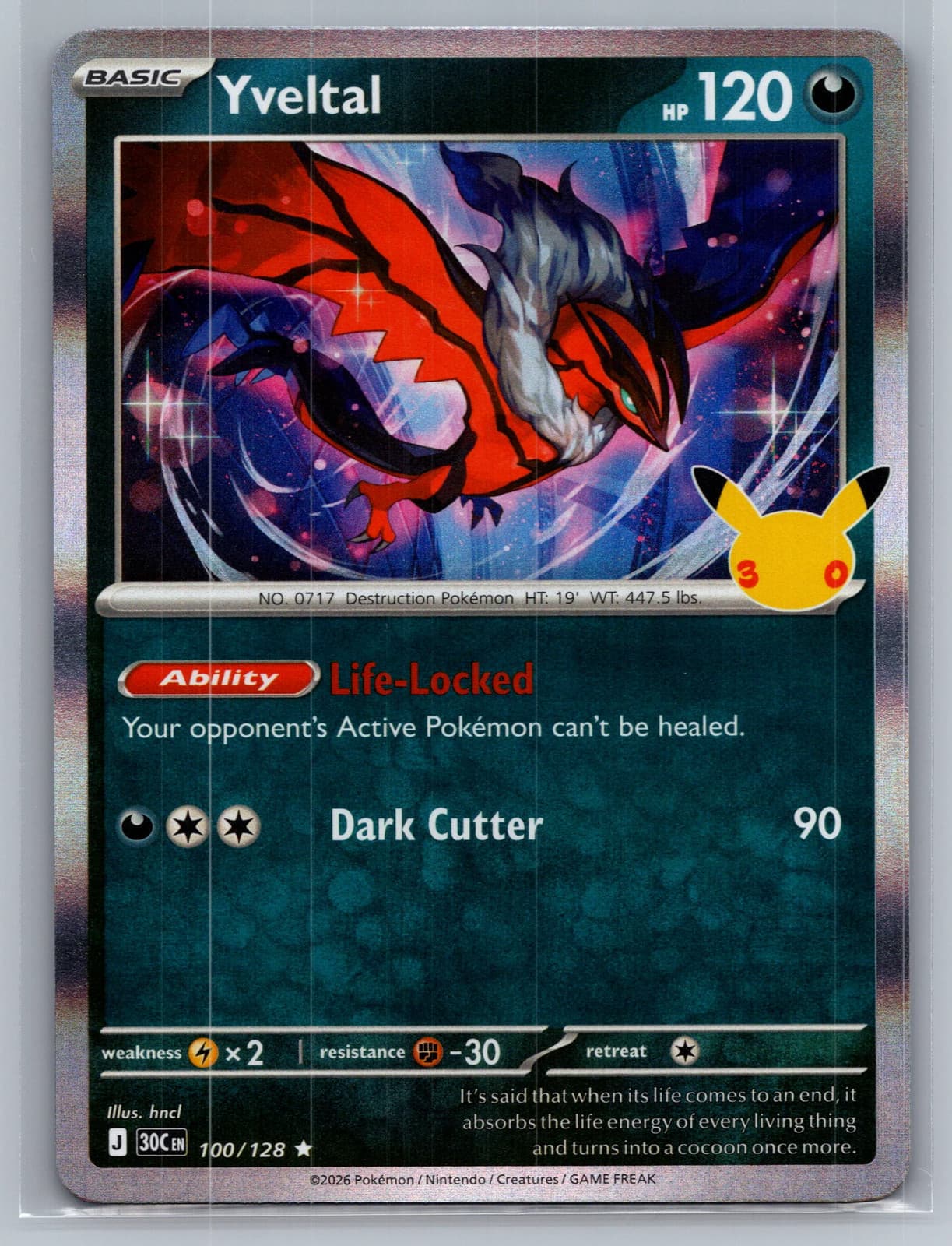 Yveltal #100/128 2026 30th Celebration Pokemon TCG