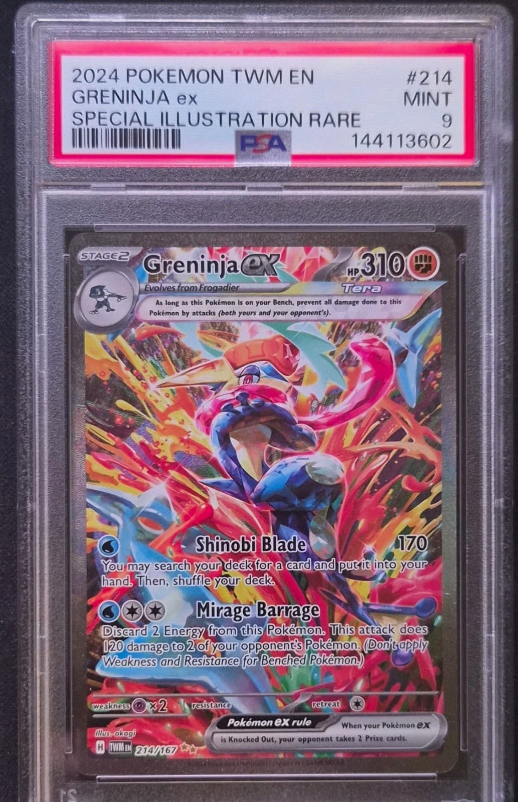 2024 POKEMON SV06 TWILIGHT MASQUERADE GRENINJA ex SIR HOLO #214/167 PSA 9