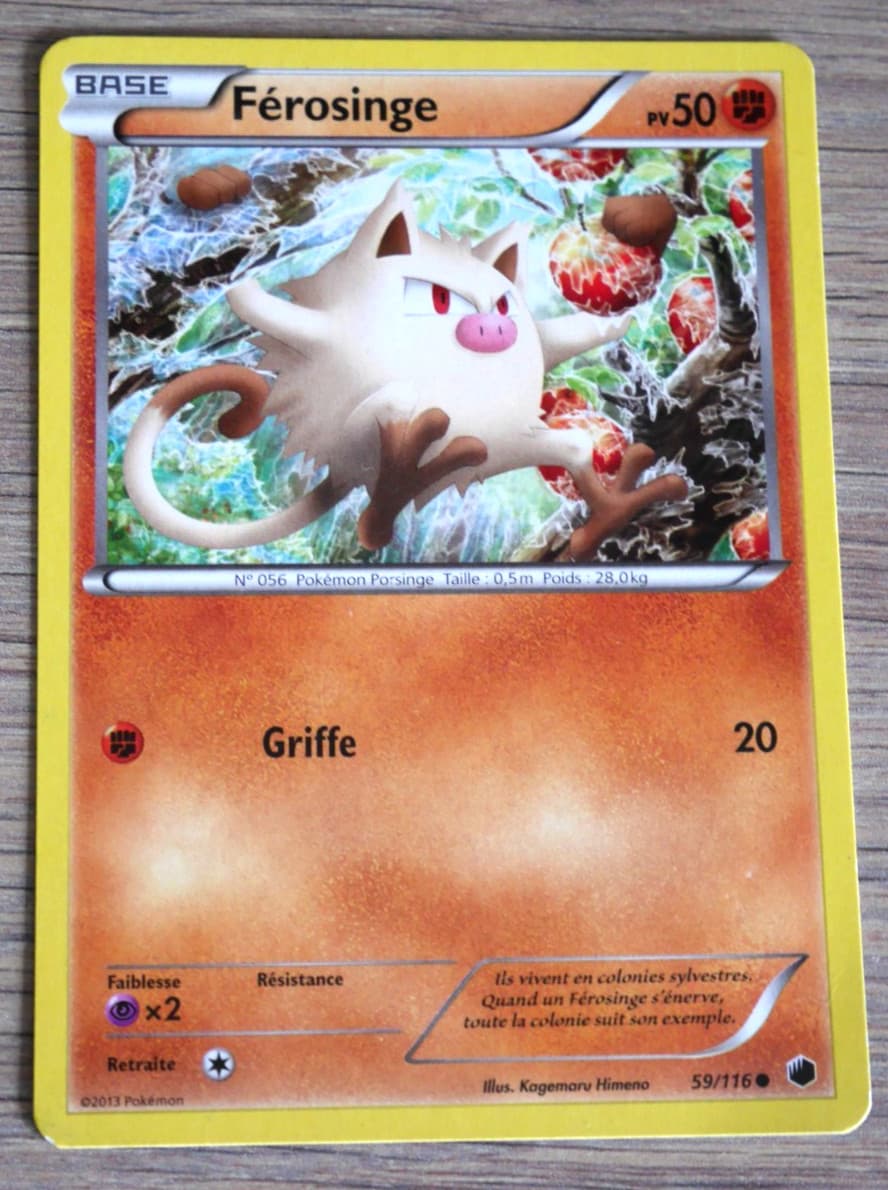 Carte Pokémon : Férosinge - PV 50 - 59/116 - Glaciation Plasma - 2013 - Fr