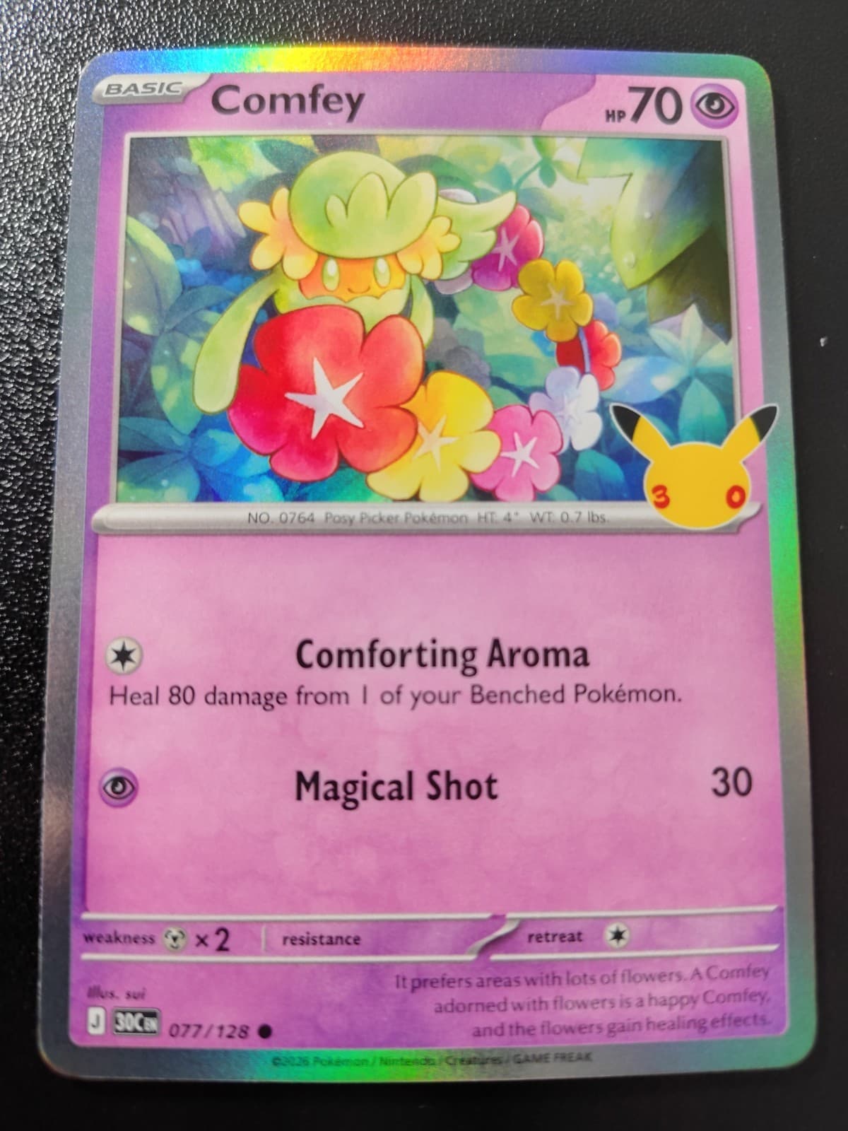 Pokemon 30th Celebration Comfey Holo Common Card 077/128 NM