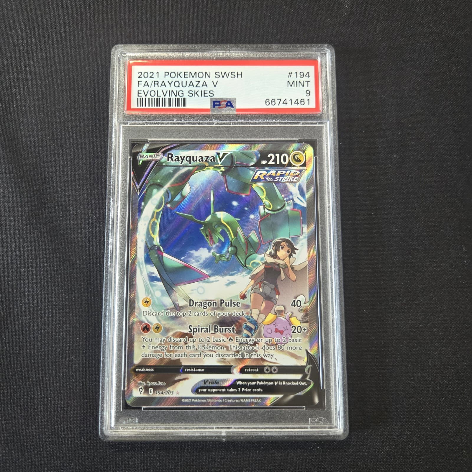 Pokemon Rayquaza V Alt Full Art 194/203 Holo PSA 9 Evolving Skies
