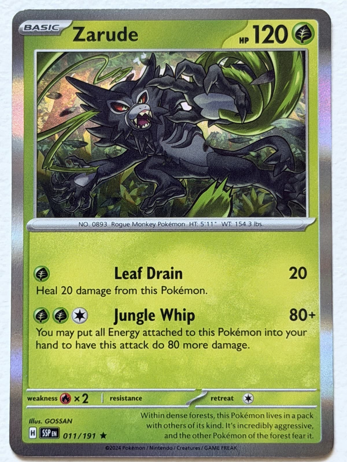 Zarude 11/191 Surging Sparks Rare Holo Near Mint Pokemon