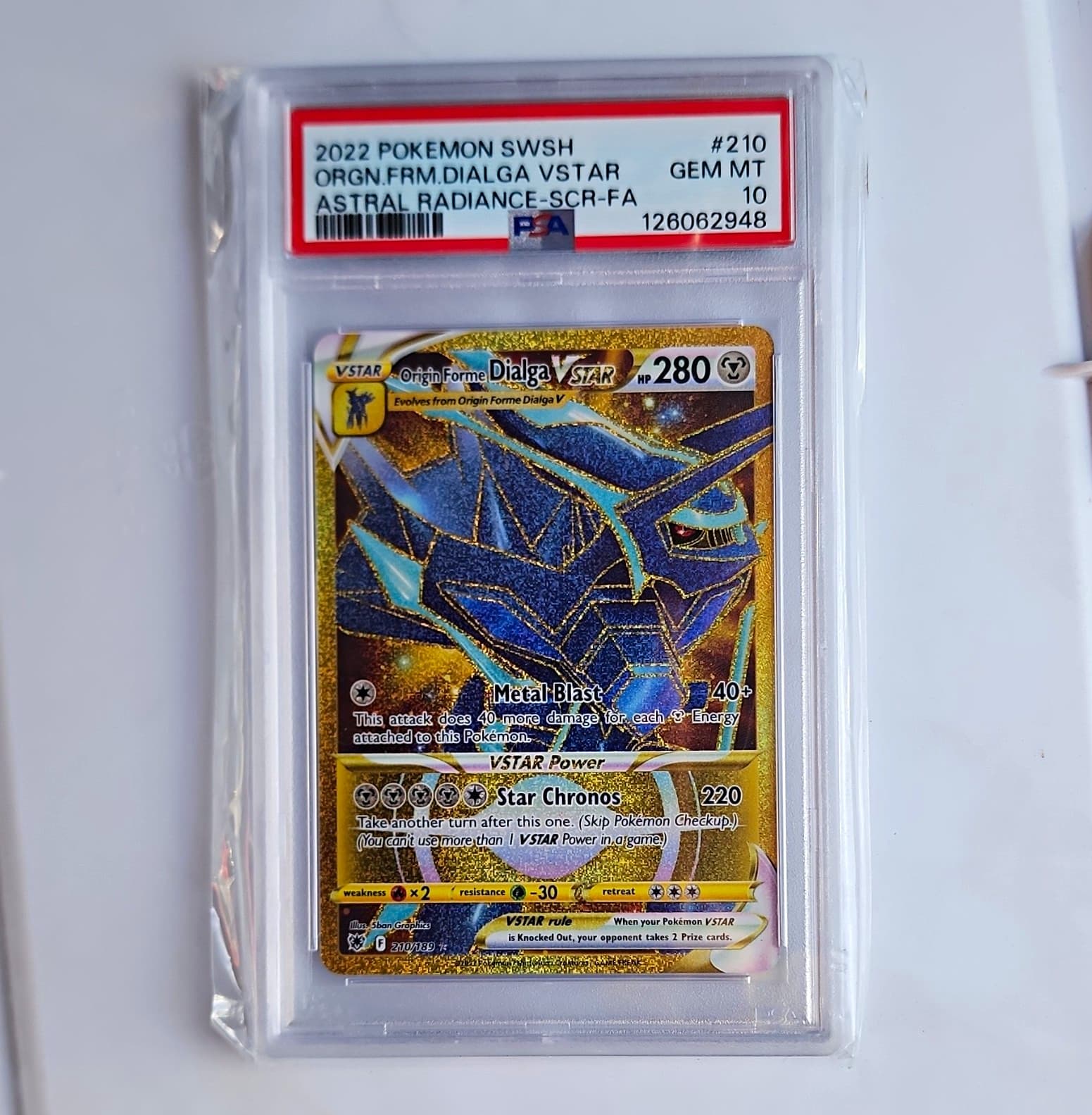 Pokemon TCG PSA 10 Origin Forme Dialga VSTAR 210/189 Astral Radiance Eng