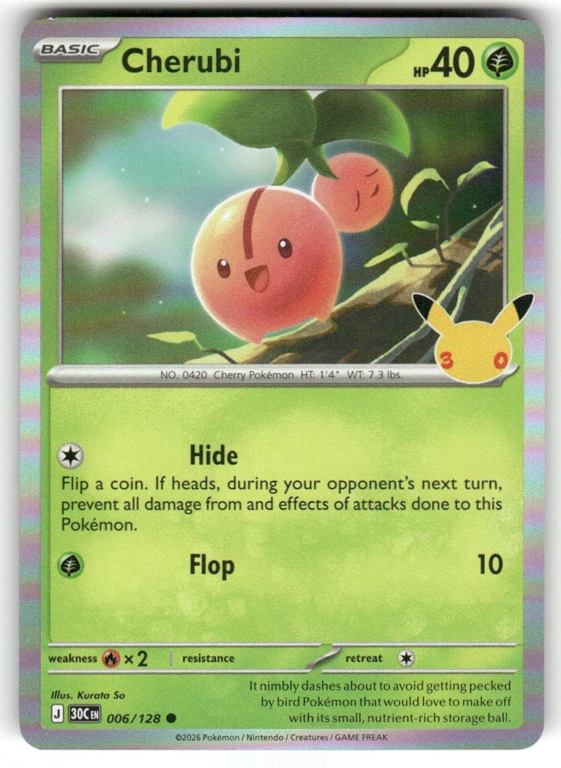 Cherubi 006/128 Holo Common ME: 30th Celebration Pokemon Near Mint