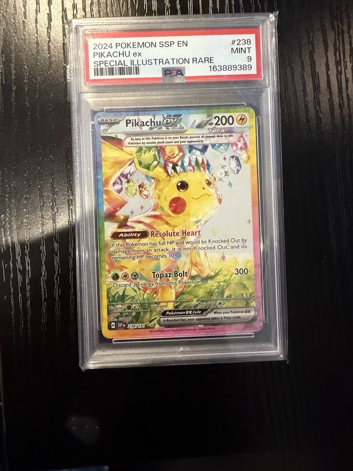The Pokémon Company Pikachu ex 238/191 SV08 Surging Sparks SIR Holo ENG PSA 9