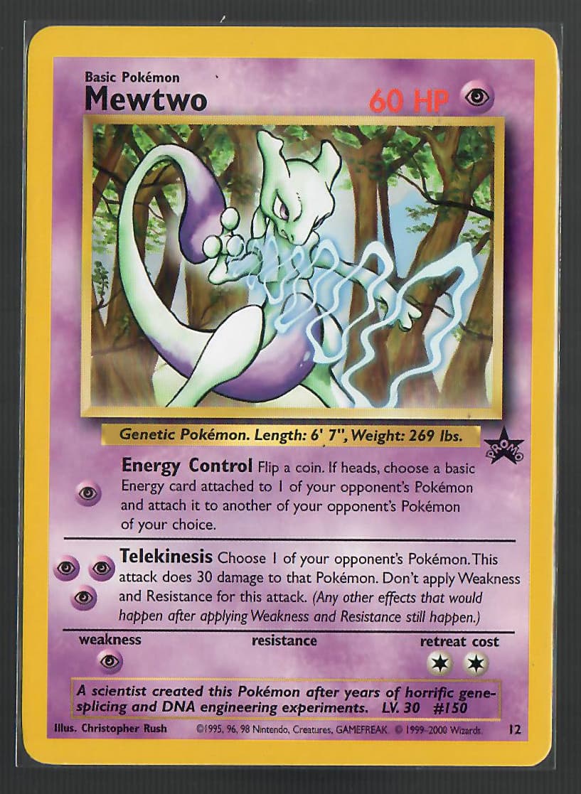 Mewtwo Wizards Black Star Promo #12 WOTC 1999 Vintage NM/MT RARE Pokemon Card