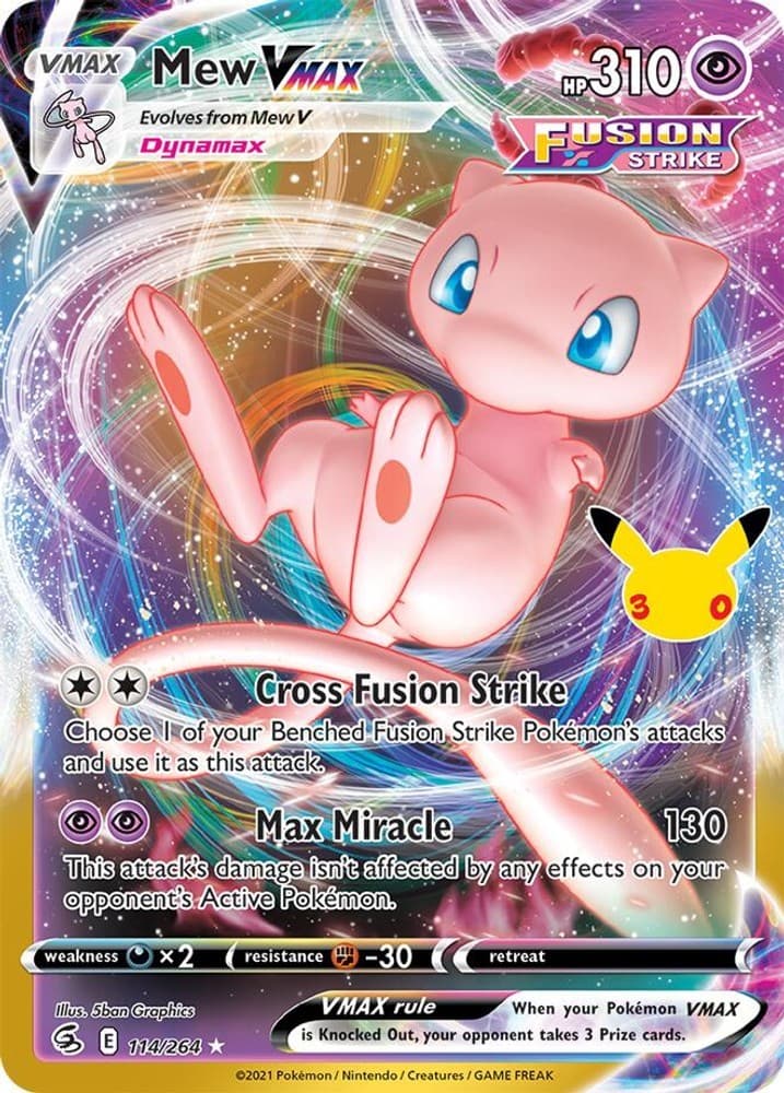Holofoil Mew VMAX - 114/264 - NM - ME: 30th Celebration Classic Collection