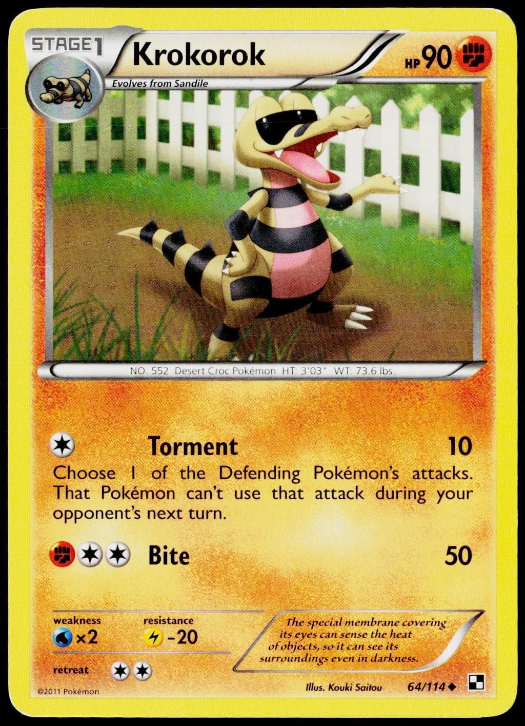 Krokorok 64/114 Uncommon Black & White Pokemon Lightly Played