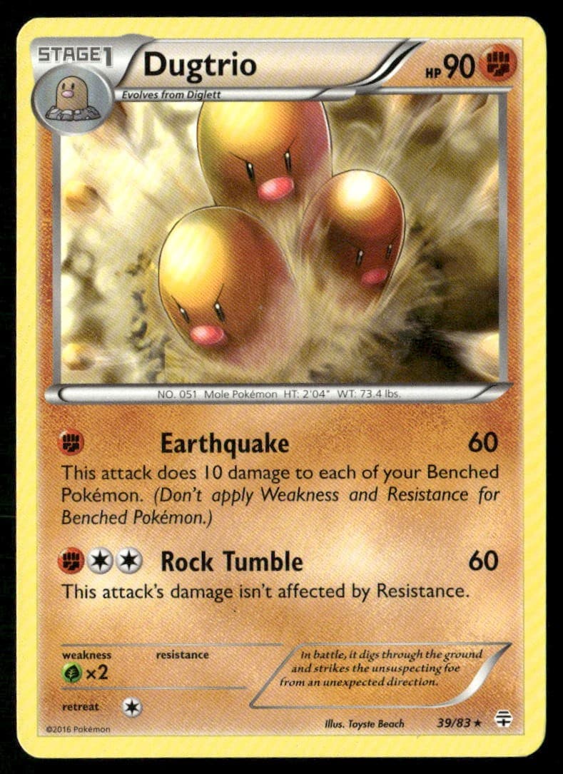 Dugtrio 39/83 Rare Generations Pokemon Heavily Played