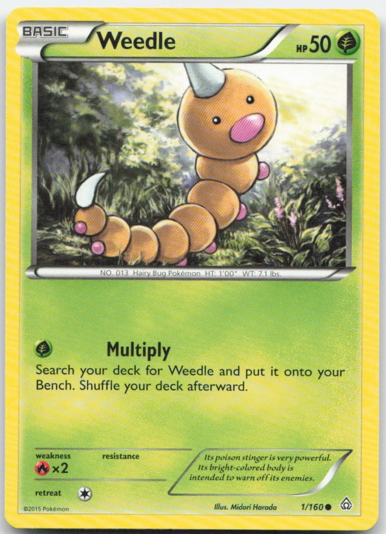 Weedle 1/160 Common Primal Clash Pokemon Moderately Played