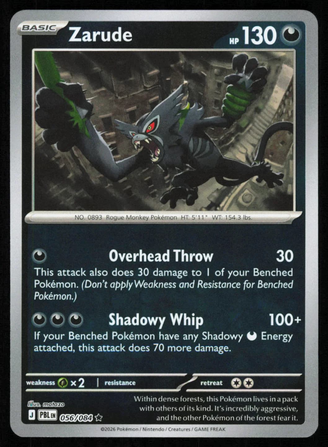 2026 Pitch Black Zarude Holo Rare Near Mint or Better #56/84