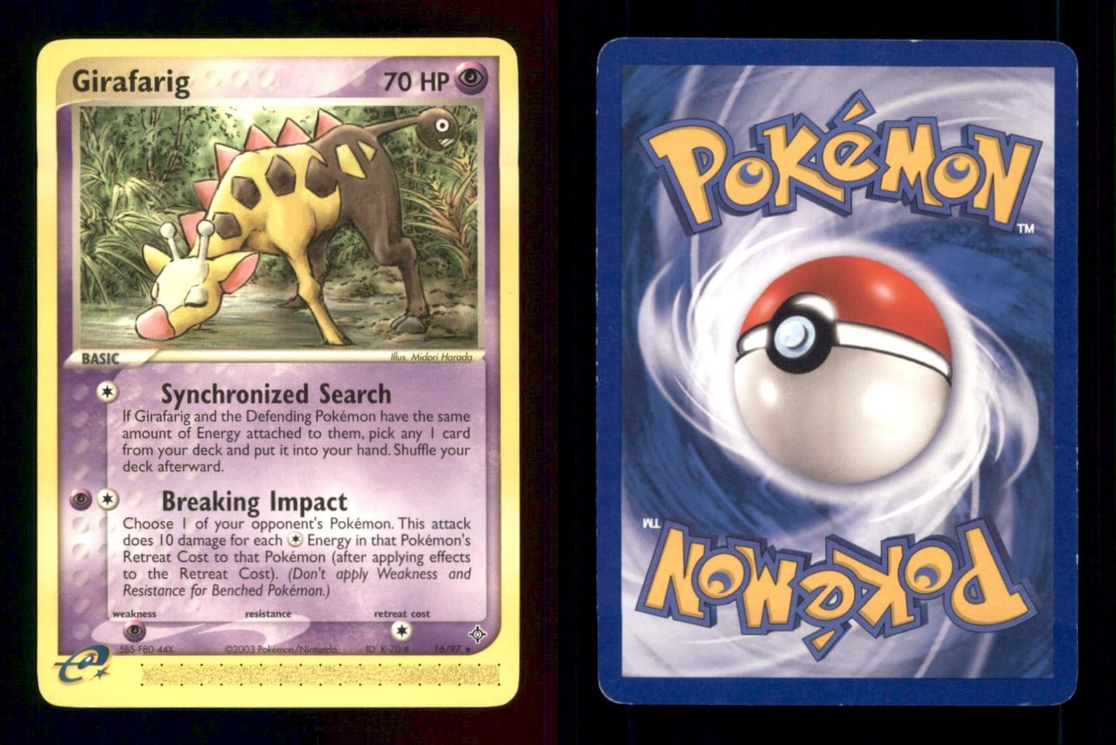 Girafarig 16/97 R Dragon Pokemon HP Harada