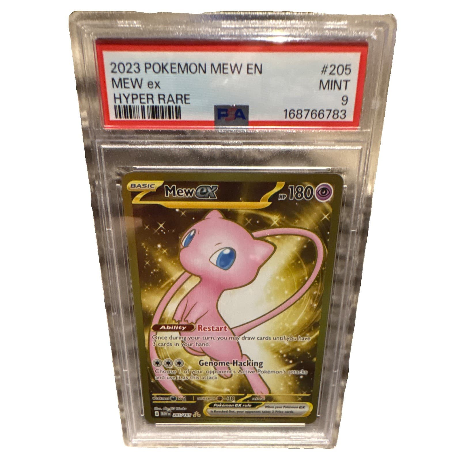 Pokemon Mew ex Hyper Rare 205/165 SV 151 Holo EN 2023 PSA 9 Cert 168766783