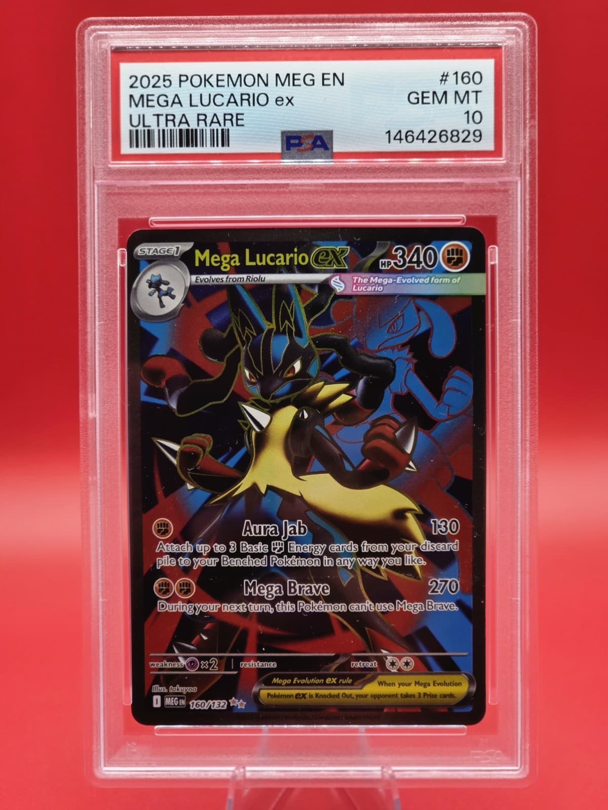 2025 POKEMON MEG EN-MEGA EVOLUTION ULTRA RARE #160 MEGA LUCARIO EX PSA 10