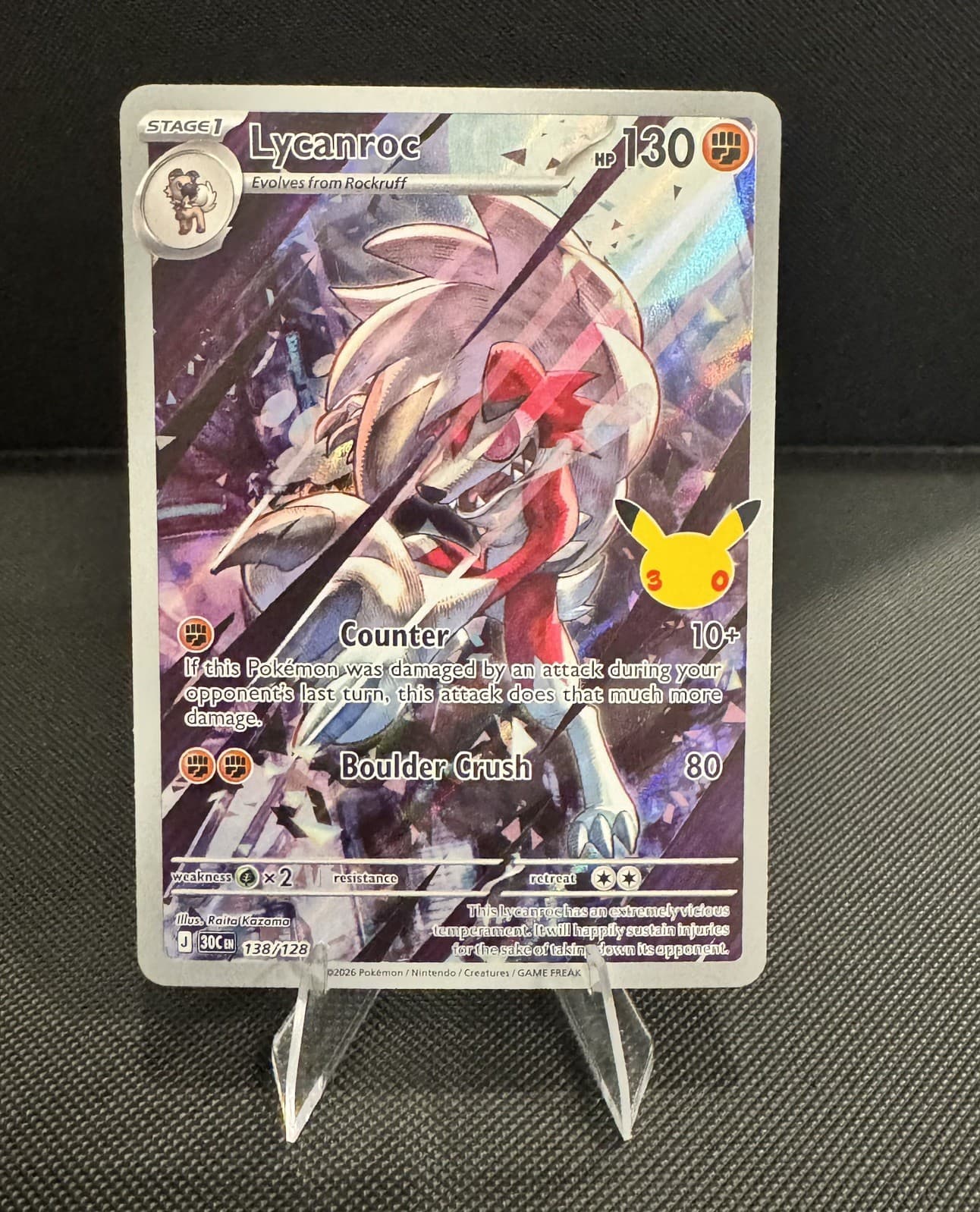 Lycanroc 138/128 IR Holo 30th Celebration Pokemon TCG NM/M