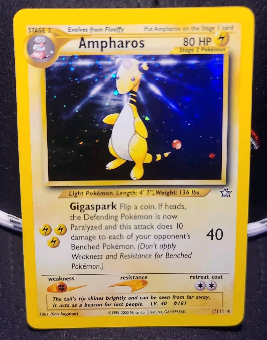 Neo Genesis Pokémon TCG Ampharos Holo Rare 1/111