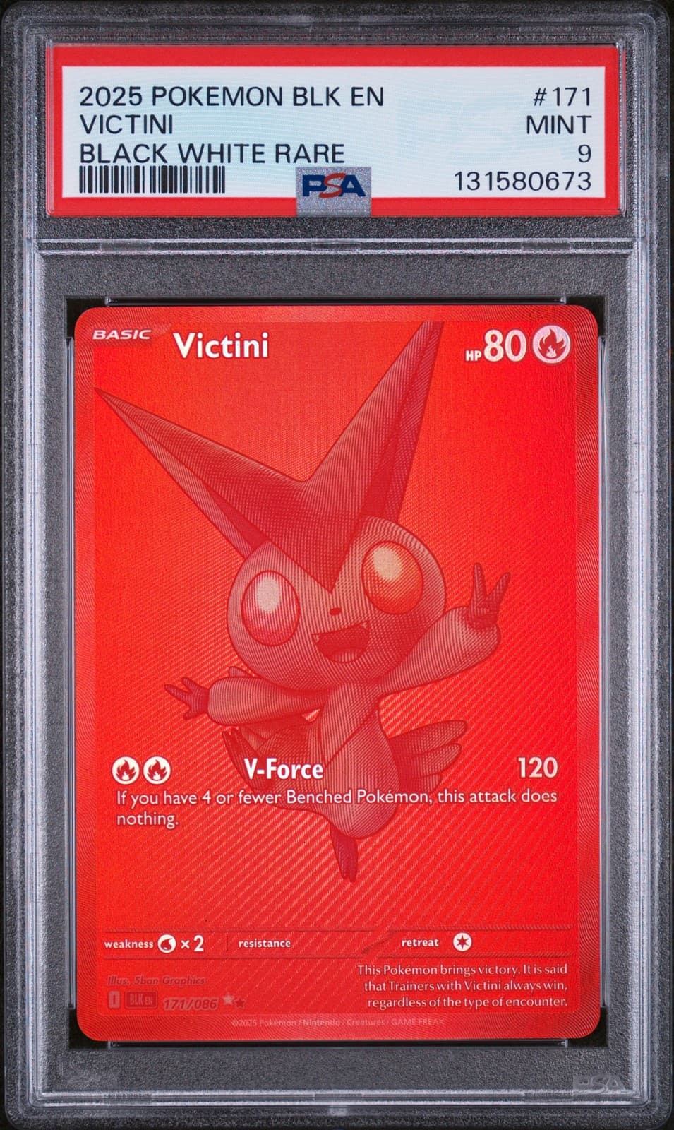 2025 POKEMON BLK EN-BLACK BOLT BLACK WHITE RARE #171 VICTINI PSA 9