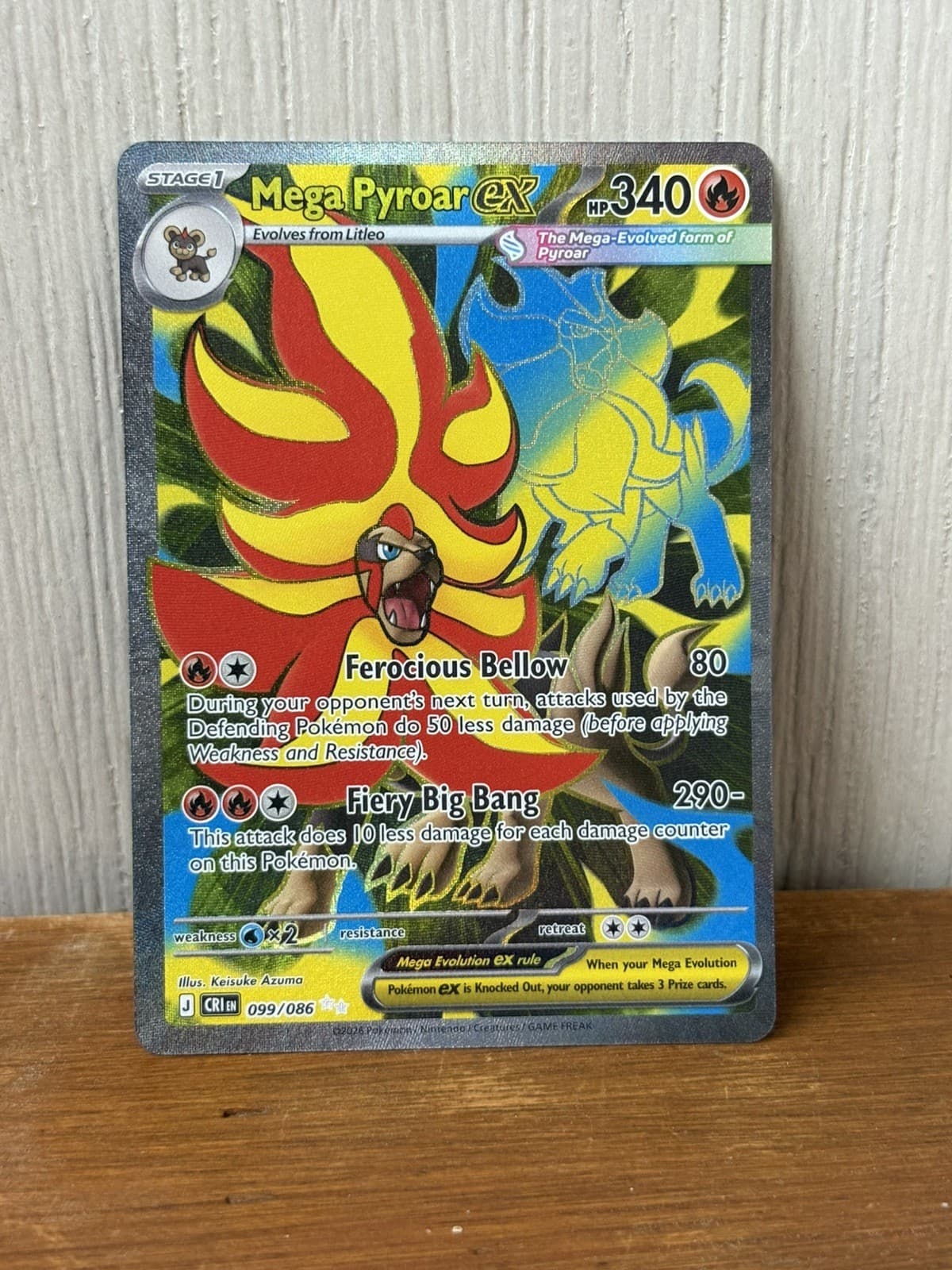Pokemon Mega Pyroar ex 99/86 Full Art Double Ultra Rare Chaos Rising ME04 NM