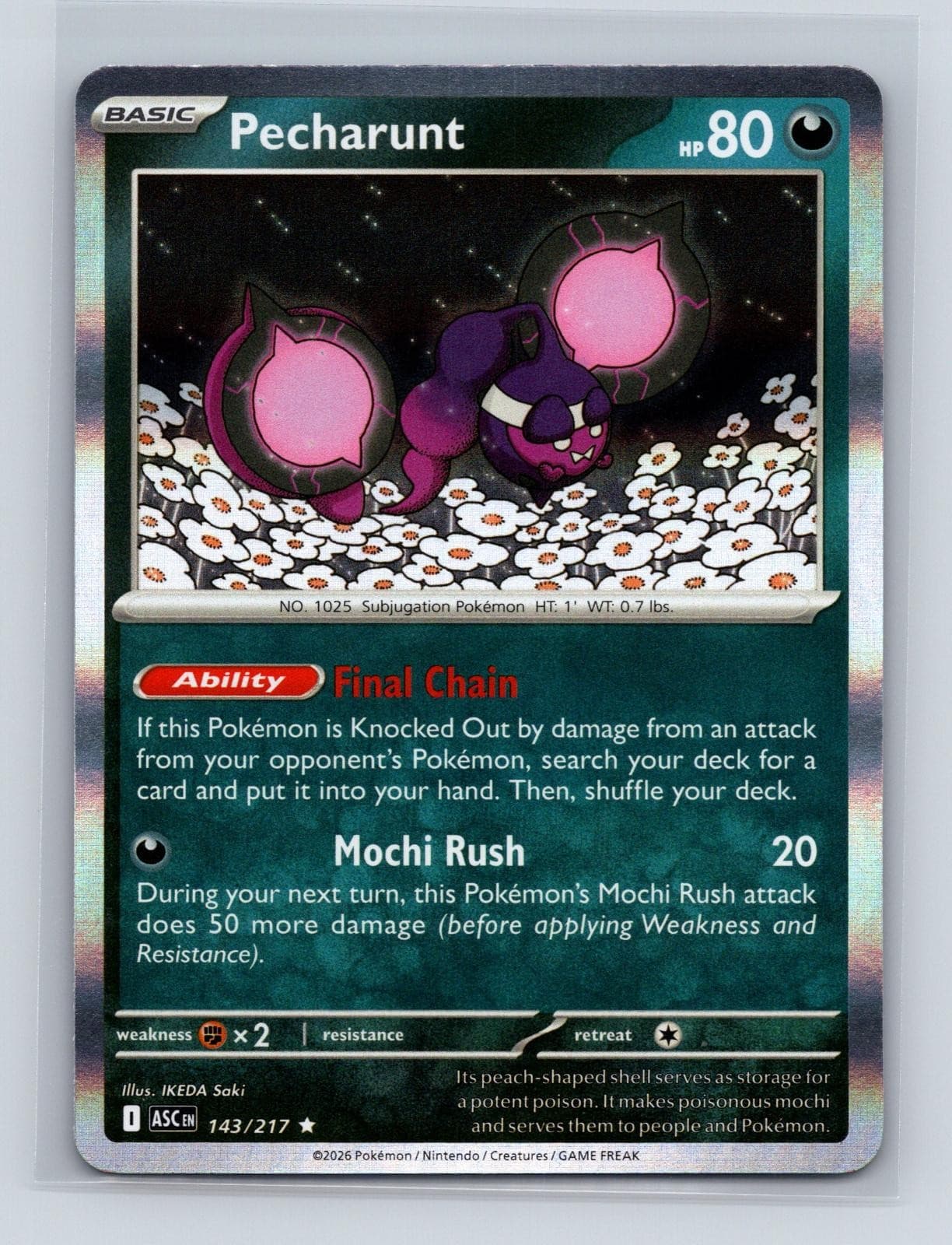 Pecharunt 143/217 Rare Ascended Heroes Pokemon Holo Near Mint