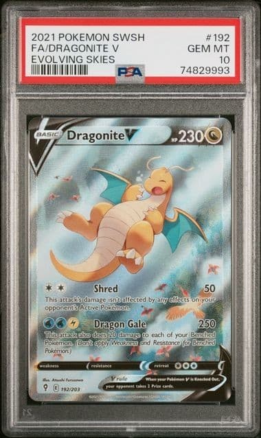 Dragonite V 192/203 PSA 10 Evolving Skies 