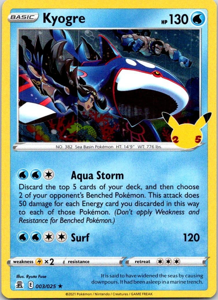 Kyogre 003/025 Rare Celebrations Pokemon Holo Near Mint