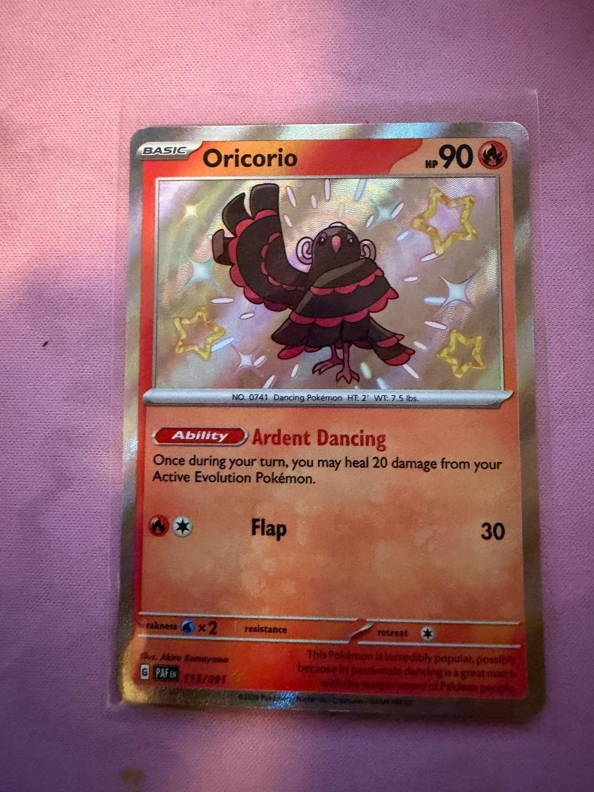 ORICORIO 113/091 SHINY RARE PALDEAN FATES POKEMON HOLO NM/M